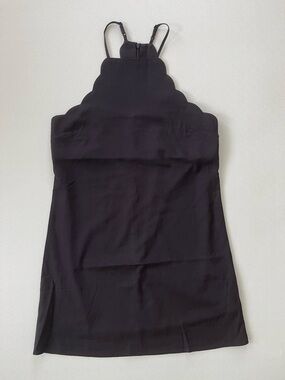 Black Scalloped Border Mini Dress